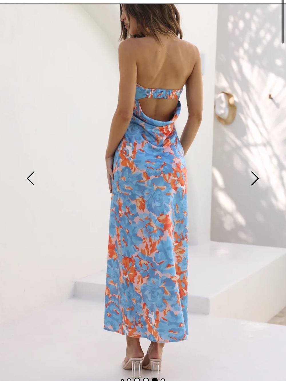 Hello Molly Blue & Orange Floral Strapless Maxi Dress - Picture 2 of 5